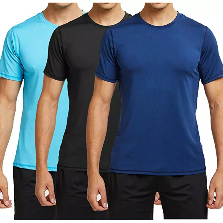 Custom Men Soft Quick Dry Sport Tshirt 100% Polyester Blank Plain T Shirt Functional Running Wear T Shirt