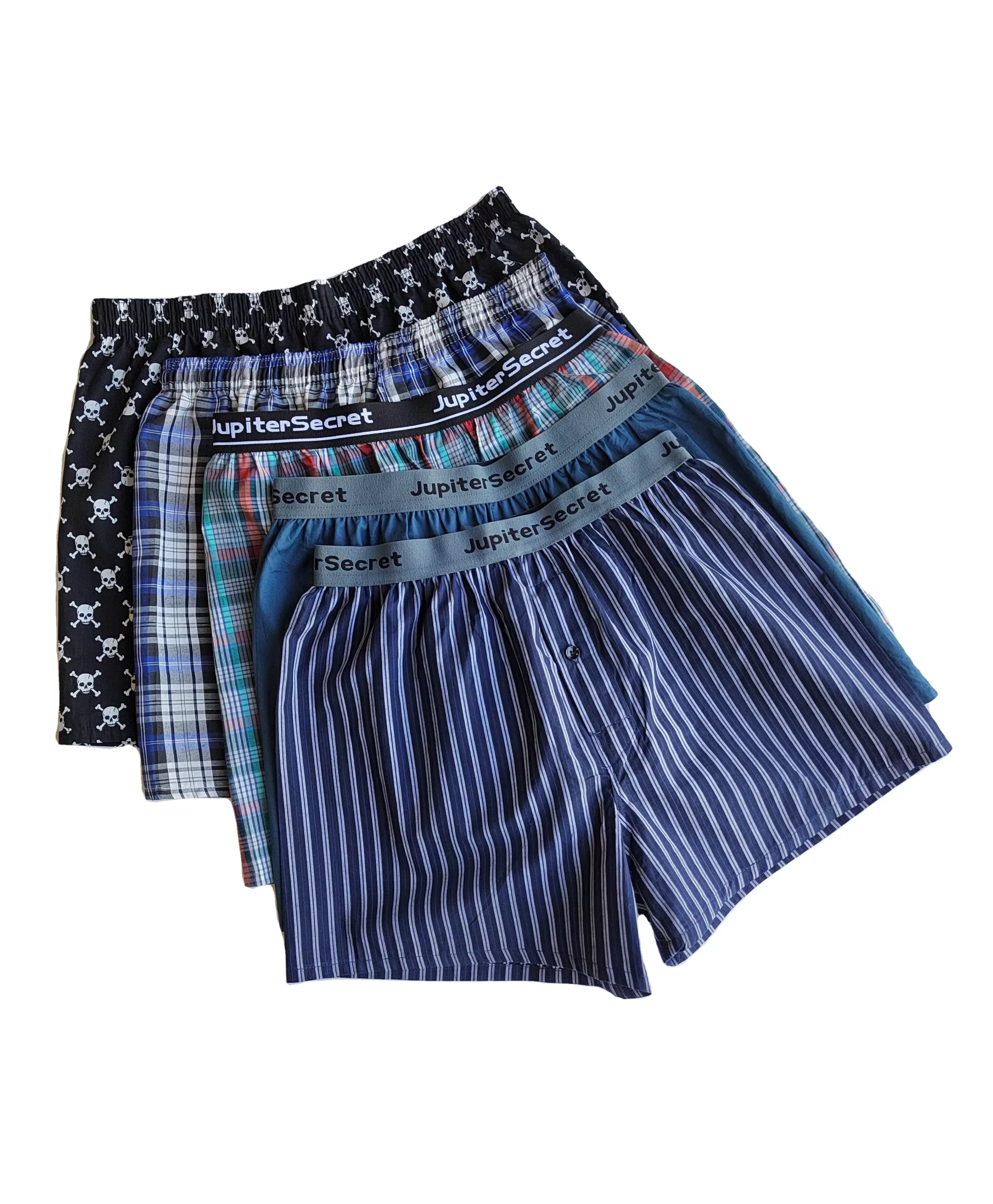Men Woven Plaid Striped Patterns Boxers Underwear