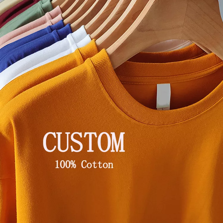 Oem Customized 210g Drop Shoulder Thick Cotton Round Neck T Shirt Customized High Quality Printed And Embroidered T Shirt